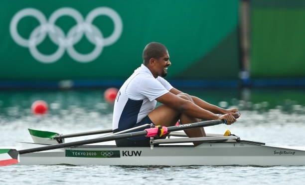Tokyo , Japan - 30 July 2021; Abdulrahman Alfadhel of Kuwait on his way to finishing second in the Men's Single Sculls Final F at the Sea Forest...