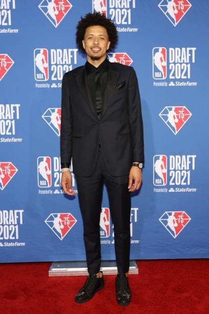Cade Cunningham arrives to the 2021 NBA Draft on July 29, 2021 at the Barclays Center, New York. NOTE TO USER: User expressly acknowledges and agrees...