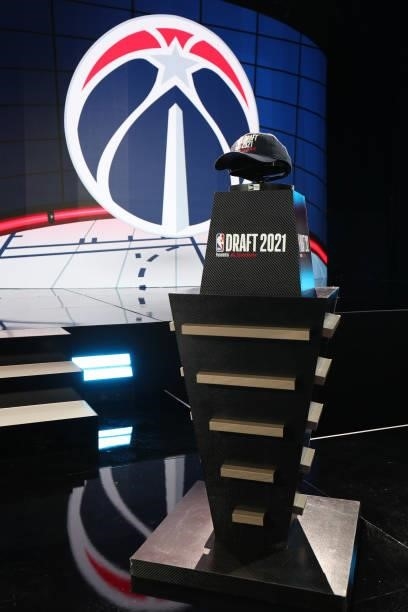 View of the official hat of the 2021 NBA Draft on July 29, 2021 at the Barclays Center, New York. NOTE TO USER: User expressly acknowledges and...