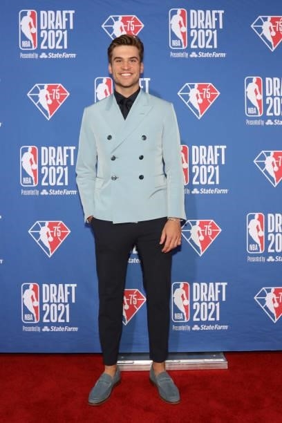 Corey Kispert arrives to the 2021 NBA Draft on July 29, 2021 at the Barclays Center, New York. NOTE TO USER: User expressly acknowledges and agrees...