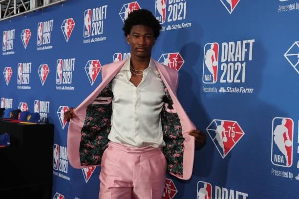 Kai Jones arrives to the 2021 NBA Draft on July 29, 2021 at the Barclays Center, New York. NOTE TO USER: User expressly acknowledges and agrees that,...
