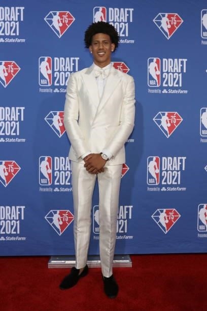 Jalen Johnson arrives to the 2021 NBA Draft on July 29, 2021 at the Barclays Center, New York. NOTE TO USER: User expressly acknowledges and agrees...