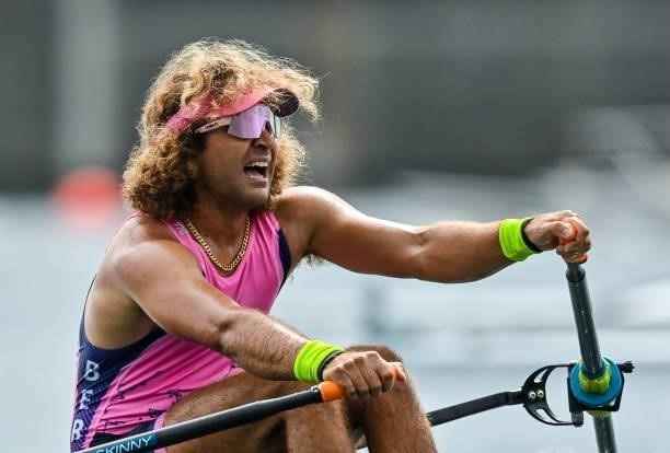 Tokyo , Japan - 30 July 2021; Dara Alizadeh of Bermuda in action during the Men's Single Sculls final C at the Sea Forest Waterway during the 2020...