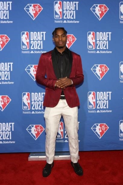 Davion Mitchell arrives to the 2021 NBA Draft on July 29, 2021 at the Barclays Center, New York. NOTE TO USER: User expressly acknowledges and agrees...
