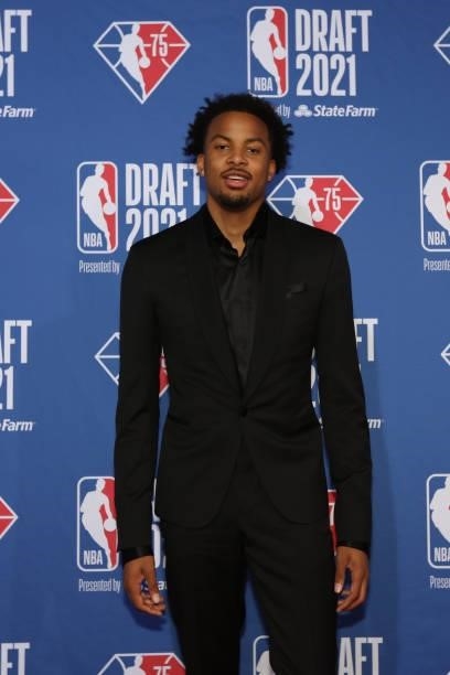Moses Moody arrives to the 2021 NBA Draft on July 29, 2021 at the Barclays Center, New York. NOTE TO USER: User expressly acknowledges and agrees...