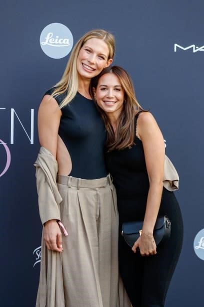 Sarah Brandner and Mandy Capristo attend Frauen 100 at Hotel De Rome on July 29, 2021 in Berlin, Germany.
