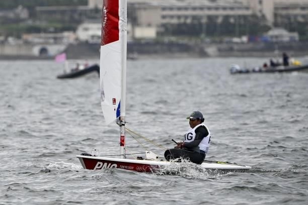 Papua New Guinea's Rose-Lee Numa competes in the women's one-person dinghy laser radial race during the Tokyo 2020 Olympic Games sailing competition...