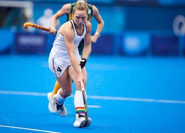 Nike Lorenz of Germany controls the ball during the Women's Pool A - Hockey Match between South Africa and Germany on day seven of the Tokyo 2020...