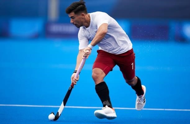 Gabriel Ho-Garcia of Canada controls the ball during the Men's Pool B - Hockey Match between Canada and South Africa on day seven of the Tokyo 2020...