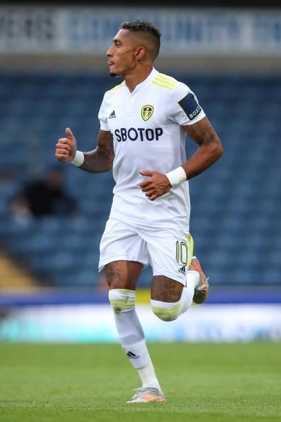 Raphinha of Leeds United during the Pre-Season Friendly match between Blackburn Rovers and Leeds United at Ewood Park on July 28, 2021 in Blackburn,...