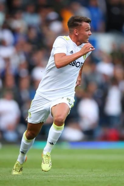 Jamie Shackleton of Leeds United during the Pre-Season Friendly match between Blackburn Rovers and Leeds United at Ewood Park on July 28, 2021 in...