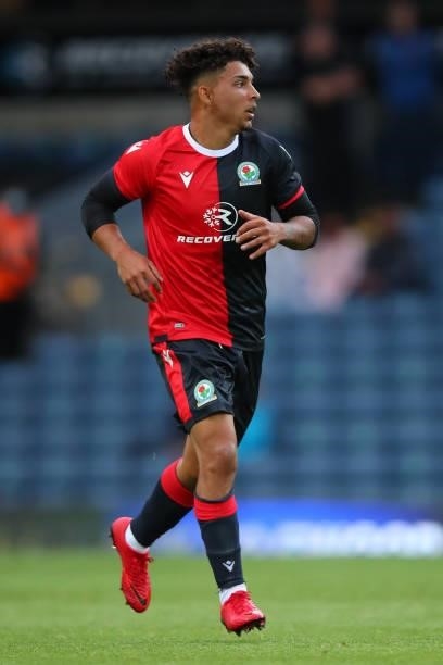 Tyrhys Dolan of Blackburn Rovers during the Pre-Season Friendly match between Blackburn Rovers and Leeds United at Ewood Park on July 28, 2021 in...