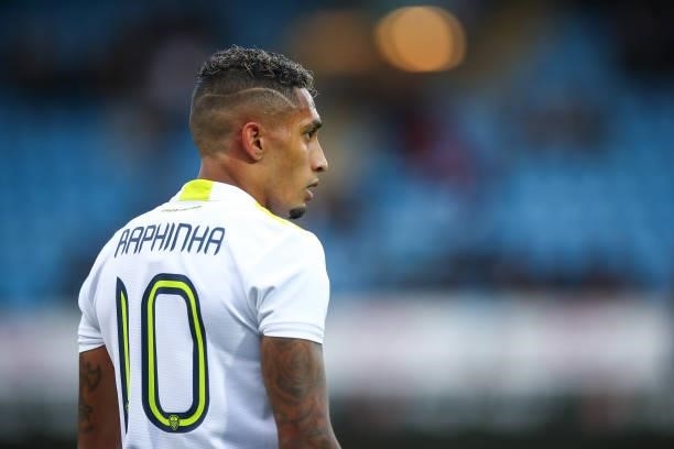 Raphinha of Leeds United during the Pre-Season Friendly match between Blackburn Rovers and Leeds United at Ewood Park on July 28, 2021 in Blackburn,...