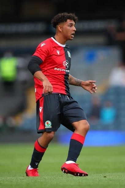 Tyrhys Dolan of Blackburn Rovers during the Pre-Season Friendly match between Blackburn Rovers and Leeds United at Ewood Park on July 28, 2021 in...