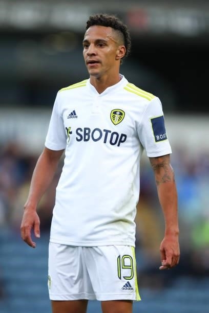 Rodrigo Moreno of Leeds United during the Pre-Season Friendly match between Blackburn Rovers and Leeds United at Ewood Park on July 28, 2021 in...