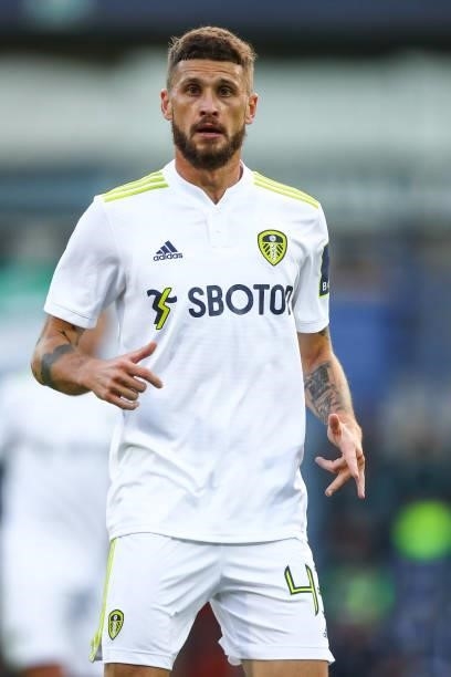 Mateusz Klich of Leeds United during the Pre-Season Friendly match between Blackburn Rovers and Leeds United at Ewood Park on July 28, 2021 in...