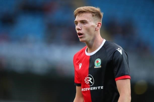 Hayden Carter of Blackburn Rovers during the Pre-Season Friendly match between Blackburn Rovers and Leeds United at Ewood Park on July 28, 2021 in...