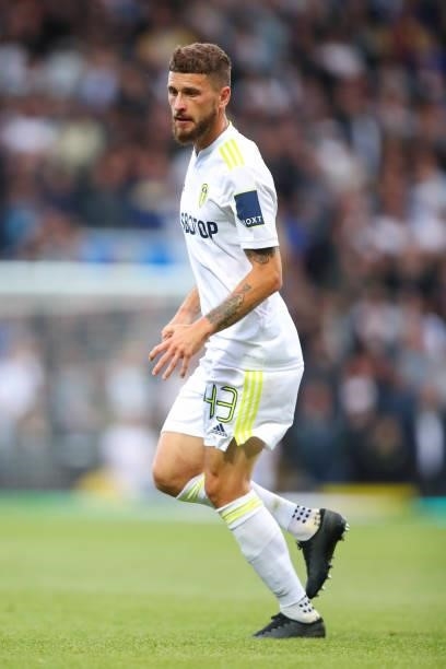 Mateusz Klich of Leeds United during the Pre-Season Friendly match between Blackburn Rovers and Leeds United at Ewood Park on July 28, 2021 in...