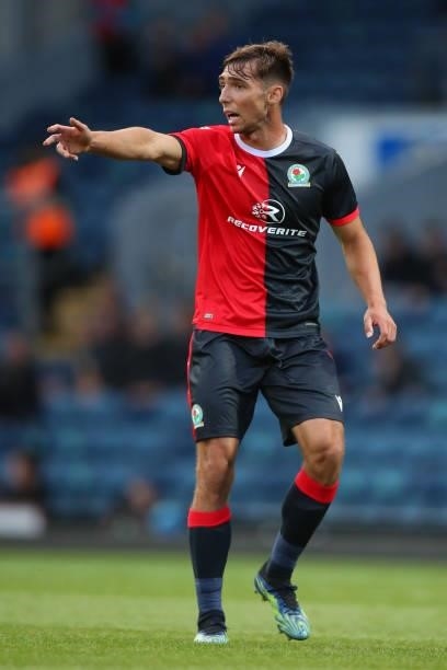 Harry Pickering of Blackburn Rovers during the Pre-Season Friendly match between Blackburn Rovers and Leeds United at Ewood Park on July 28, 2021 in...