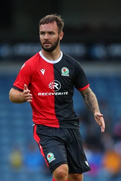 Adam Armstrong of Blackburn Rovers during the Pre-Season Friendly match between Blackburn Rovers and Leeds United at Ewood Park on July 28, 2021 in...