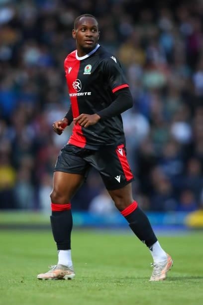 Ryan Nyambe of Blackburn Rovers during the Pre-Season Friendly match between Blackburn Rovers and Leeds United at Ewood Park on July 28, 2021 in...