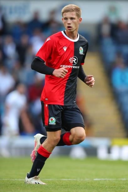 Jake Garrett of Blackburn Rovers during the Pre-Season Friendly match between Blackburn Rovers and Leeds United at Ewood Park on July 28, 2021 in...