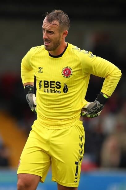 Alex Cairns of Fleetwood Town during the Pre-Season Friendly match between Fleetwood Town and Leeds United at Highbury Stadium on July 30, 2021 in...