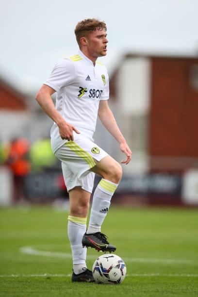 Jack Jenkins of Leeds United during the Pre-Season Friendly match between Fleetwood Town and Leeds United at Highbury Stadium on July 30, 2021 in...