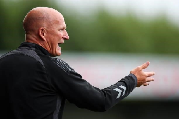 Simon Grayson the head coach / manager of Fleetwood Town looks on during the Pre-Season Friendly match between Fleetwood Town and Leeds United at...