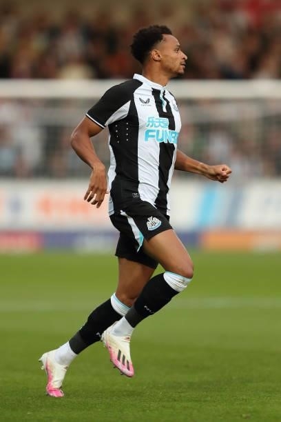 Jacob Murphy of Newcastle United during the pre season friendly between Burton Albion and Newcastle United at Pirelli Stadium on July 30, 2021 in...