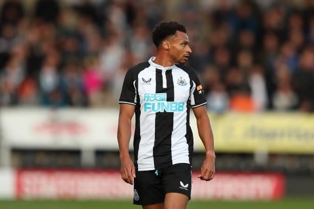 Jacob Murphy of Newcastle United during the pre season friendly between Burton Albion and Newcastle United at Pirelli Stadium on July 30, 2021 in...