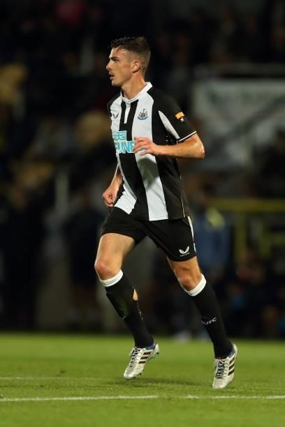 Ciaran Clark of Newcastle United during the pre season friendly between Burton Albion and Newcastle United at Pirelli Stadium on July 30, 2021 in...