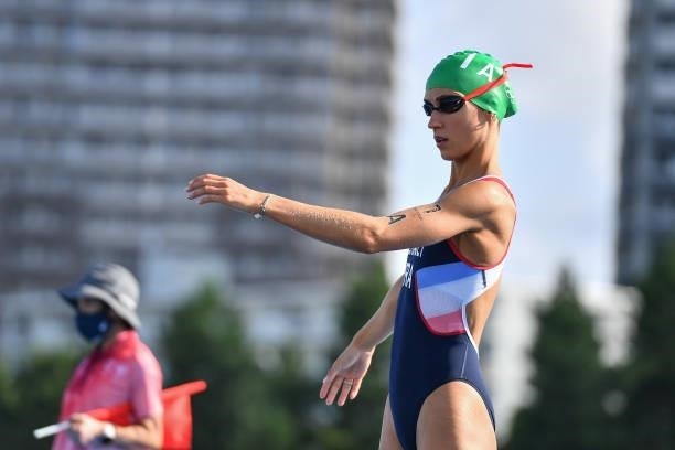 Leonie PIERAULT of France during the Triathlon Mixed Relay at Odaiba Marine Park on July 31, 2021 in Tokyo, Japan.