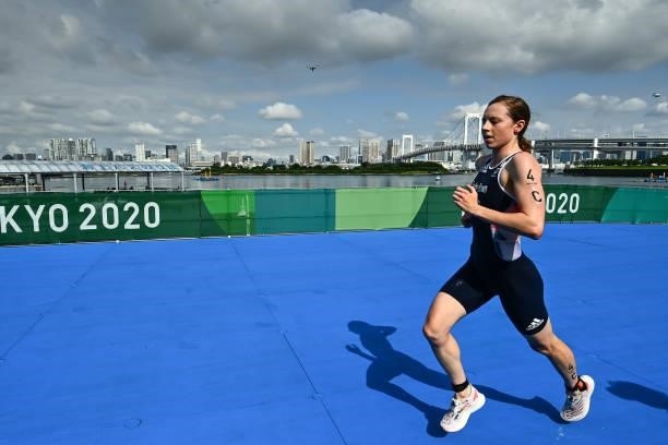 Georgia TAYLOR BROWN of Great Britain during the Triathlon Mixed Relay at Odaiba Marine Park on July 31, 2021 in Tokyo, Japan.