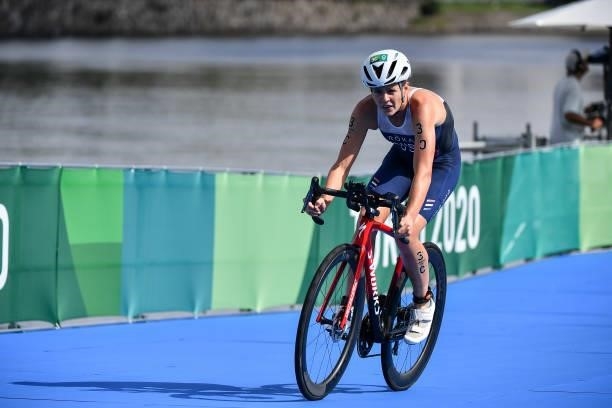Taylor KNIBB of USA during the Triathlon Mixed Relay at Odaiba Marine Park on July 31, 2021 in Tokyo, Japan.