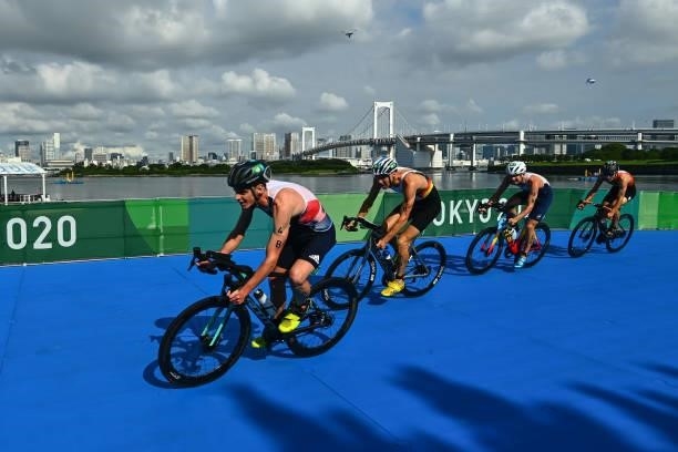 Jonathan BROWNLEE of Great Britain during the Triathlon Mixed Relay at Odaiba Marine Park on July 31, 2021 in Tokyo, Japan.