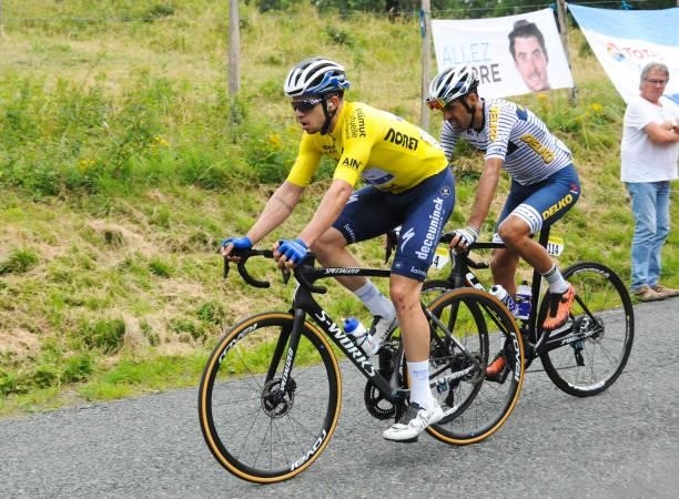 Alvaro Jose Hodeg Chagui of Deceuninck - Quick Step and Delio Fernandez of Delko at col de Portes during the Stage 2 of Tour de l'Ain from Lagnieu to...