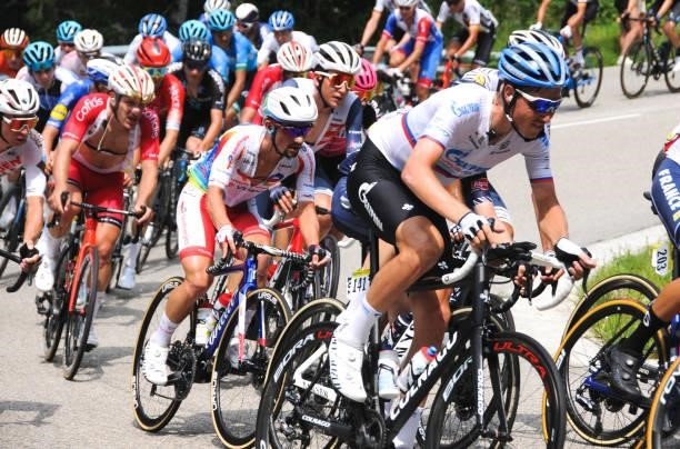 Artem Nych of Gazprom - Rusvelo at cote de Corlier during the Stage 2 of Tour de l'Ain from Lagnieu to Saint-Vulbas on July 30, 2021 in Saint-Vulbas,...