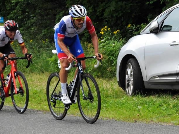 Olivier Le Gac of Fdj at col de Portes during the Stage 2 of Tour de l'Ain from Lagnieu to Saint-Vulbas on July 30, 2021 in Saint-Vulbas, France.
