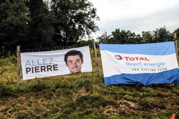 Pierre Latour fan club at col de Portes during the Stage 2 of Tour de l'Ain from Lagnieu to Saint-Vulbas on July 30, 2021 in Saint-Vulbas, France.