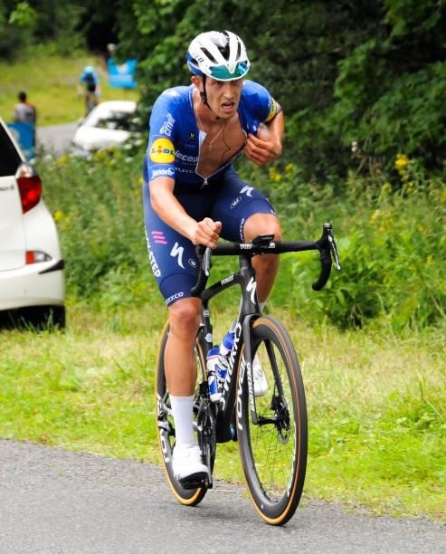 Jannik Steimle of Deceuninck - Quick Step at col de Portes during the Stage 2 of Tour de l'Ain from Lagnieu to Saint-Vulbas on July 30, 2021 in...