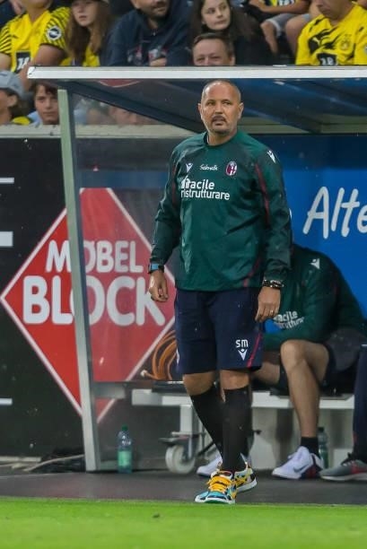 Head coach Sinisa Mihajlovic of FC Bologna Looks on during the Preseason Friendly Match between Borussia Dortmund and FC Bologna at CASHPOINT Arena...