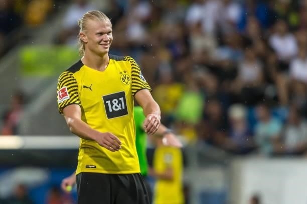 Erling Haaland of Borussia Dortmund gestures during the Preseason Friendly Match between Borussia Dortmund and FC Bologna at CASHPOINT Arena on July...