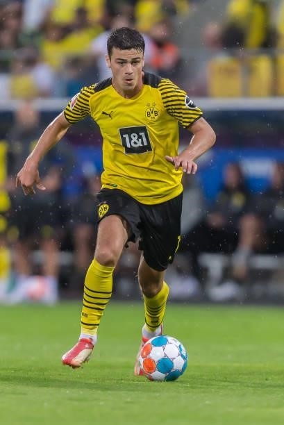 Giovanni Reyna of Borussia Dortmund controls the Ball during the Preseason Friendly Match between Borussia Dortmund and FC Bologna at CASHPOINT Arena...