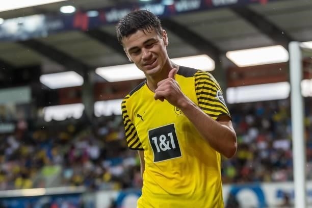 Giovanni Reyna of Borussia Dortmund gestures during the Preseason Friendly Match between Borussia Dortmund and FC Bologna at CASHPOINT Arena on July...