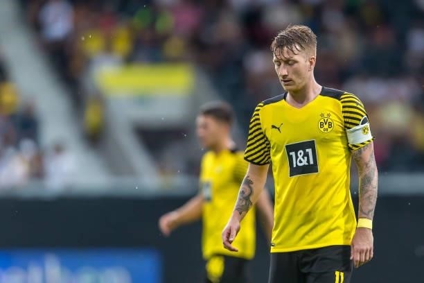 Marco Reus of Borussia Dortmund looks dejected during the Preseason Friendly Match between Borussia Dortmund and FC Bologna at CASHPOINT Arena on...