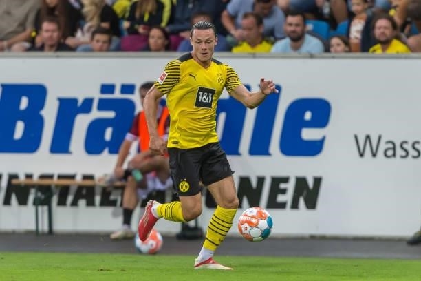 Nico Schulz of Borussia Dortmund controls the Ball during the Preseason Friendly Match between Borussia Dortmund and FC Bologna at CASHPOINT Arena on...