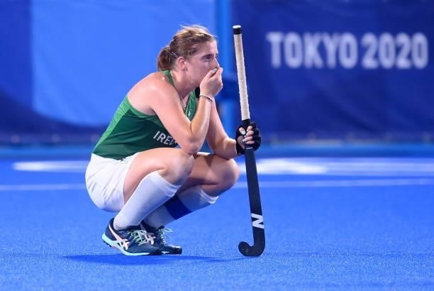 Tokyo , Japan - 31 July 2021; Katie Mullan of Ireland after her side's defeat in their women's pool A group stage match at the Oi Hockey Stadium...