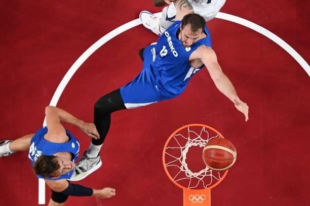 Czech Republic's Ondrej Balvin fights for the ball during the men's preliminary round group A basketball match between USA and Czech Republic during...
