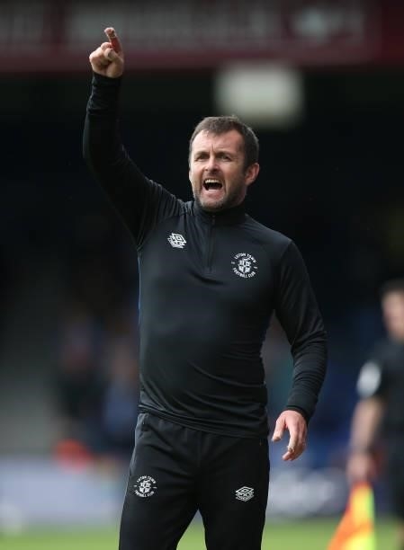 Luton manager Nathan Jones during the pre-season friendly match between Luton Town and Brighton & Hove Albion at Kenilworth Road on July 31, 2021 in...